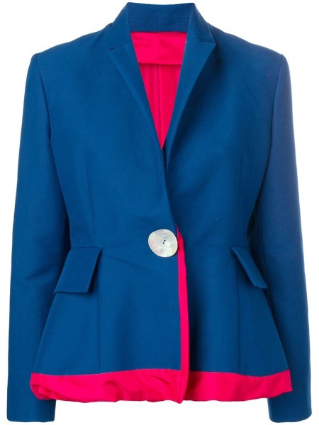 Shop Marni Sales Jackets: Peplum Blazer Marni, in cotton and silk, long sleeves, single chunky disc button, a front buckle fastening, lateral pockets, red lining inside.

Composition: 100% cotton.
Lining: 100% silk.