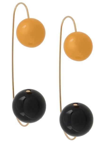 Shop Marni Sales Bijoux: Bijoux Marni, screw earrings, Sphere model, in golden metal and resin sphere, bi color yellow and black.

Composition: 50% brass, 30% tin, 20% glass.