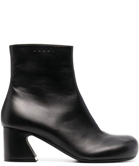 Shop Marni Sales Shoes: Shoes Marni, ankle boots, lateral zip closure, round tip, wide heel, black outside and orange inside.