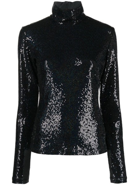 Shop MSGM Sales Tops: Tops MSGM, slim fit, turtle neck, long sleeves, back zip closure, in micro black sequins.

Composition: 87% polyamide, 8% polyester, 5% elastane.