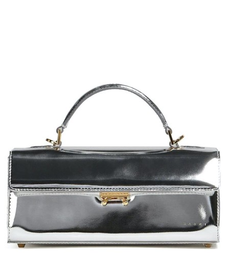 Shop Marni  Bags: Bags Marni, relativity model, in leather, in silver, adjustable shoulder strap, pink lining inside.

