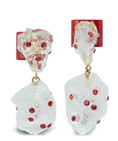 Shop Marni  Bijoux: Bijoux Marni, earrings, in transparent obsidian and red crystals, back closure.


