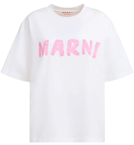 Shop Marni  T-shirts: T-shirts Marni, wide fit, crew neck, short sleeves, logo printed on front.

Composition: 100% cotton.