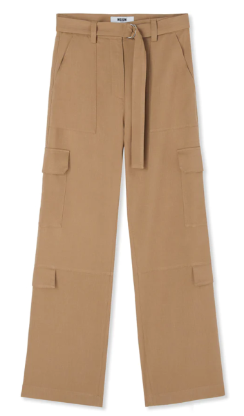 Shop MSGM  Pants: Pants MSGM, cargo model, regular fit, lateral pockets on legs and back pockets, belt on waist, high waist.

Composition: 91% viscose, 9% polyester.
