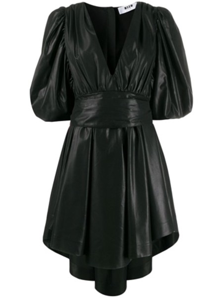 Shop MSGM Sales Dresses: Dress MSGM, cocktail dress, V neck, zip closure back, ballon sleeves, bow on waist.

Composition; 100% polyester.