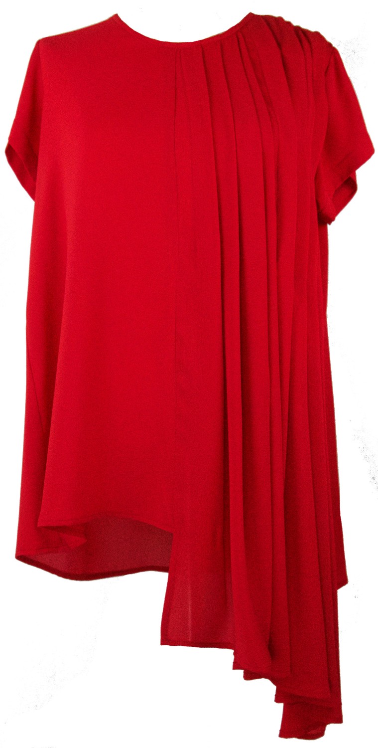 shop Maria Calderara Saldi T-shirts: T-shirt Maria Calderara, lunga, girocollo, asimmetrica, pieghe sul davanti, rosso intenso.

Composizione: 96% poliestere, 4% elastan. number 913