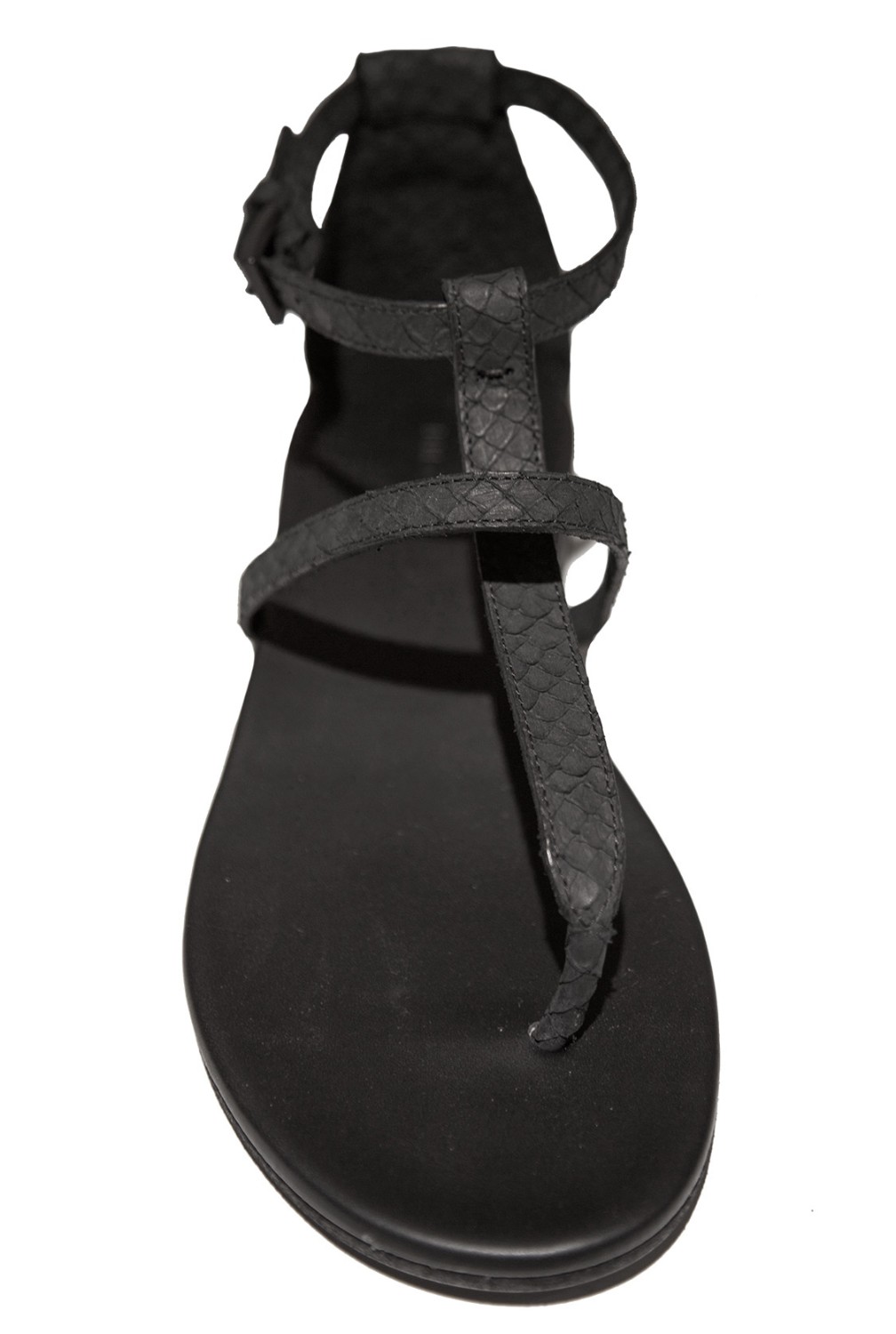shop Del Carlo  Scarpe: Infradito Del Carlo, color nero, in pelle stampata pitone, allacciato alla caviglia con fibbia in metallo, suola in pelle.

Composizione: 100% pelle.
 number 1217