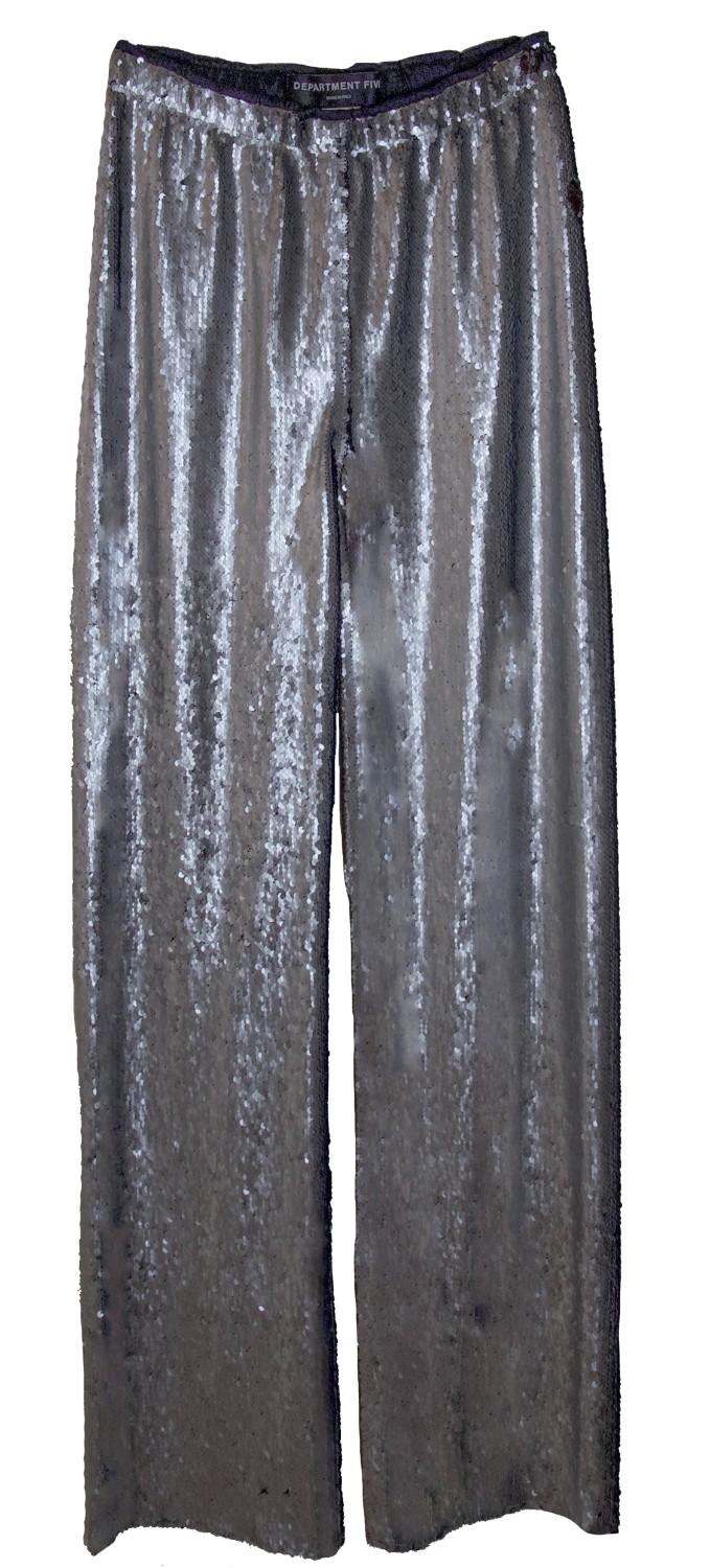 shop Department 5  Pantaloni: Pantalone Department 5, modello dritto, elastico in vita, di paillette argento, interno nero, senza tasche.

Composizione: 100% poliestere. number 1052