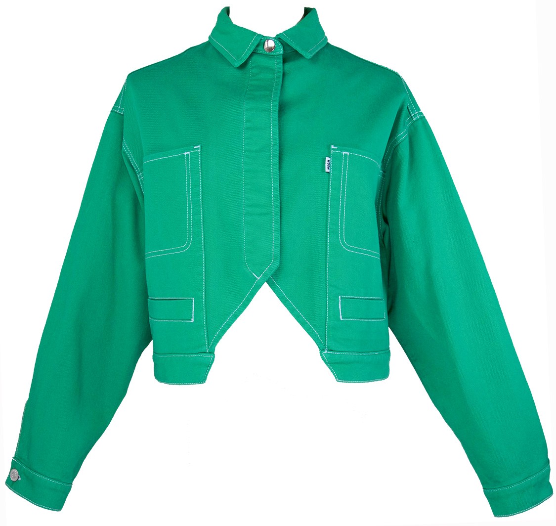 shop MSGM  Giacche: Giacca MSGM, tipo jeans, verde, chiusura con bottoni davanti, quattro tasche davanti, colletto tipo camicia.

Composizione: 100% cotone.
 number 1150