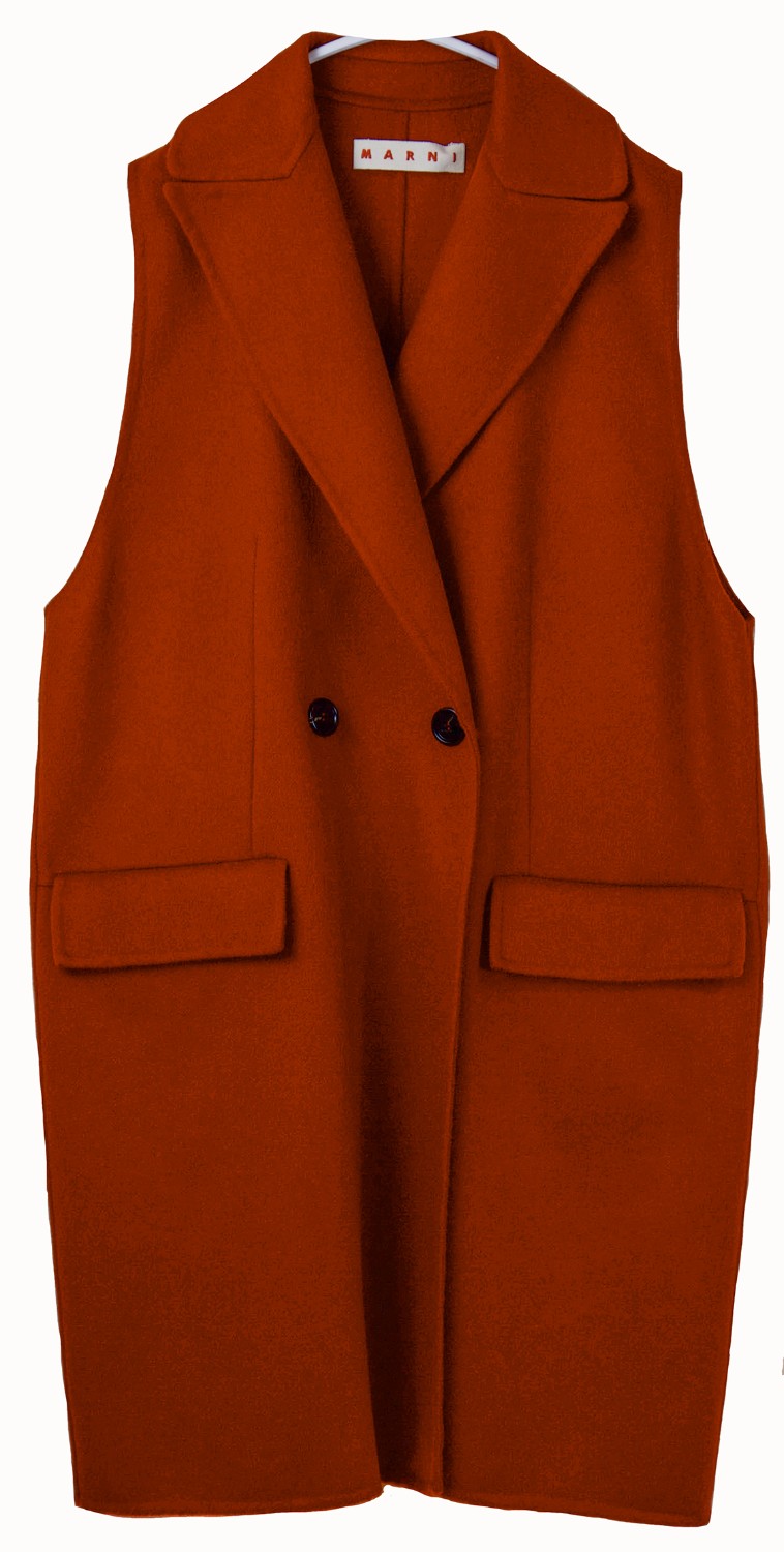shop Marni  Cappotti: Gilet Marni in angora, cashmere e lana, colore port red, doppio petto. number 749