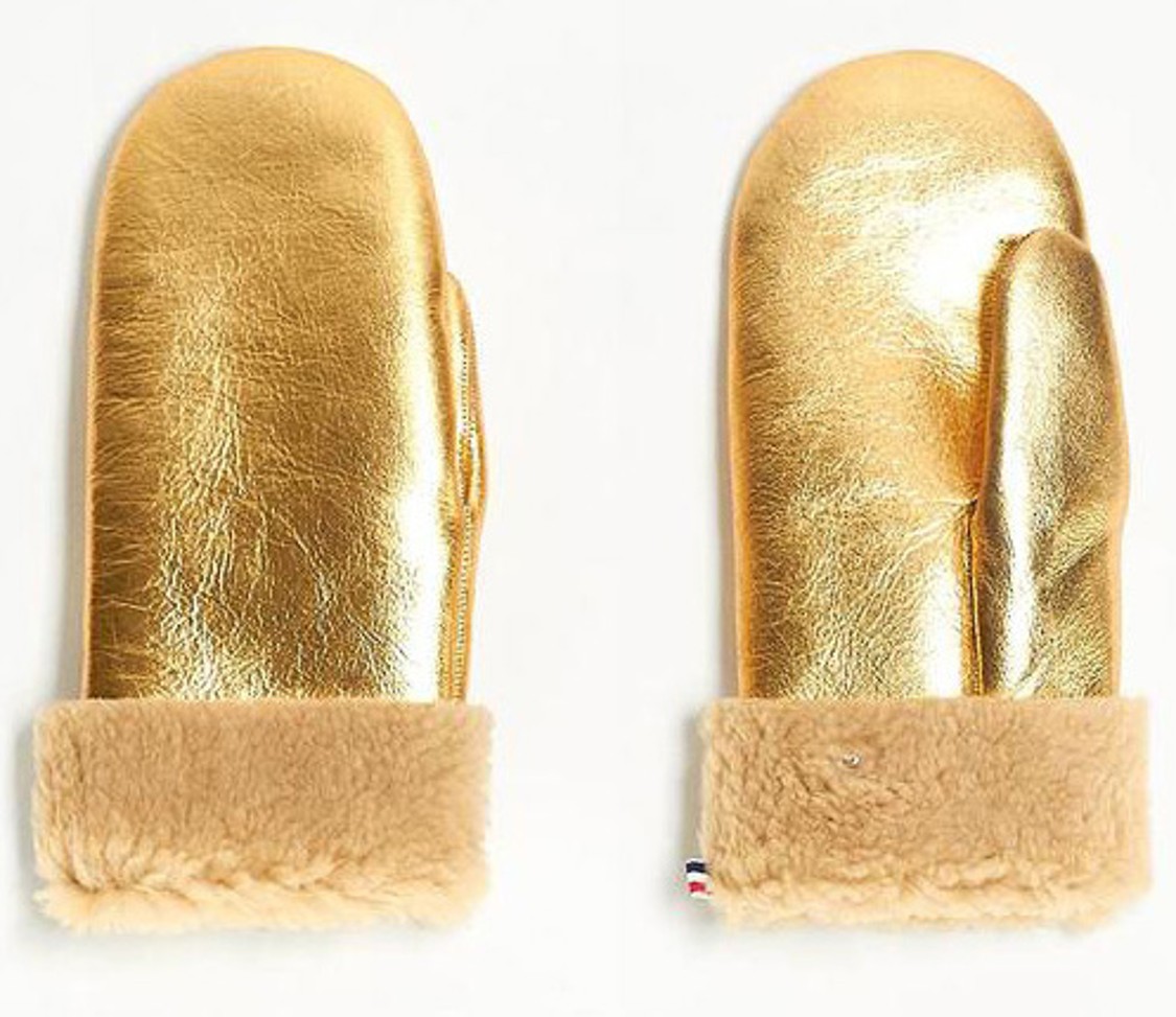 shop Toasties  Accessori: Muffole Toasties, guanti in montone, color oro, rivestiti internamente.

S : 10cm (L), 23cm (H).
M : 11.5cm (L), 24cm (H).
 number 1115