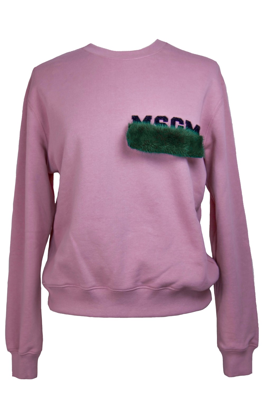 shop MSGM Saldi Felpe: Felpa MSGM in cotone, rosa, con scritta MSGM nera laterale in velcro, rettangolo in pelliccia di visone verde che si attacca e stacca su logo MSGM.

Composizione: 100% cotone e 100% visone
 number 801