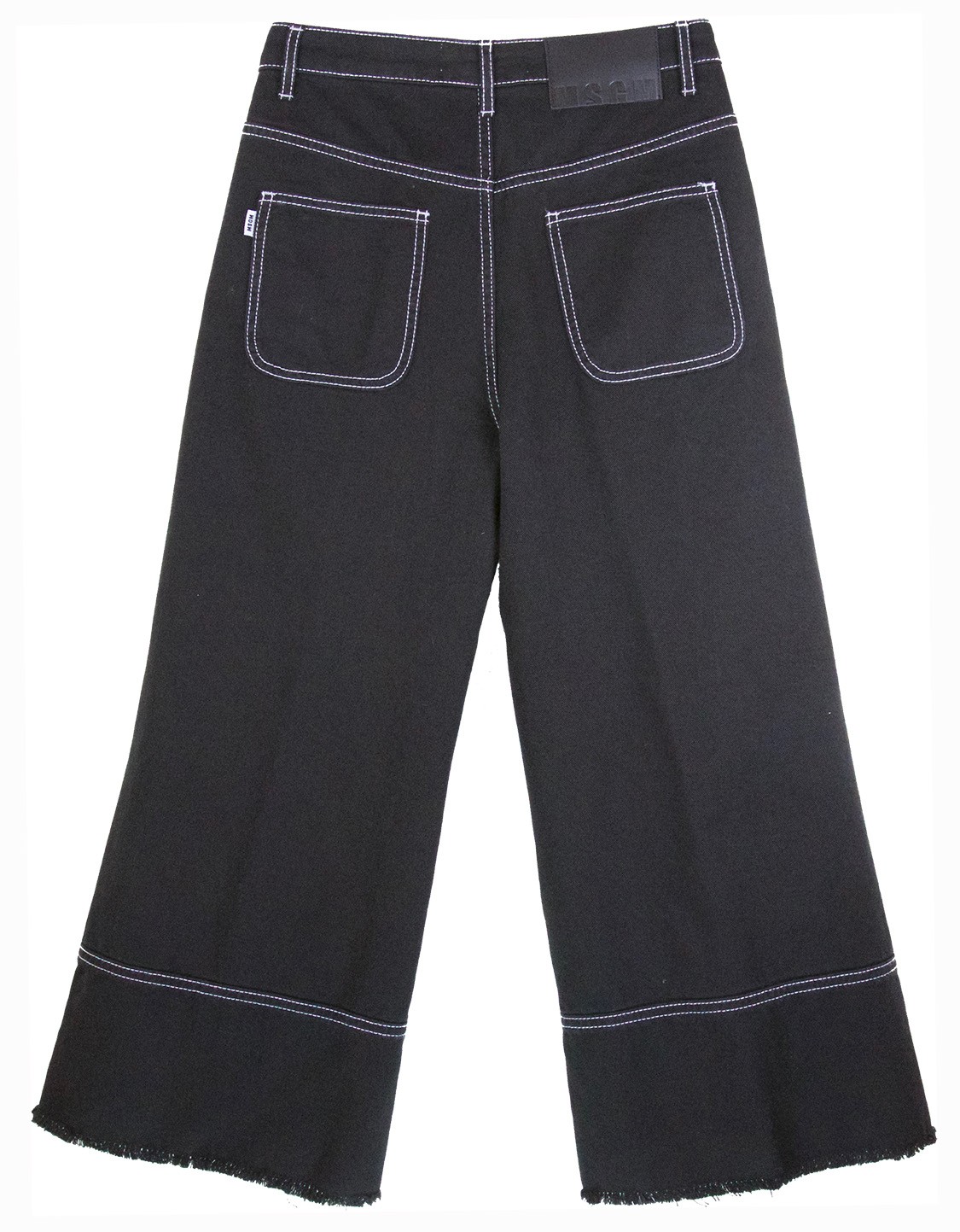 shop MSGM  Pantaloni: Pantaloni MSGM, tipo jeans, nero, cuciture bianche a contrasto, quattro tasche, chiusura con bottoni e zip, sfrangiato, lunghezza alla caviglia.

Composizione: 100% cotone. number 1151