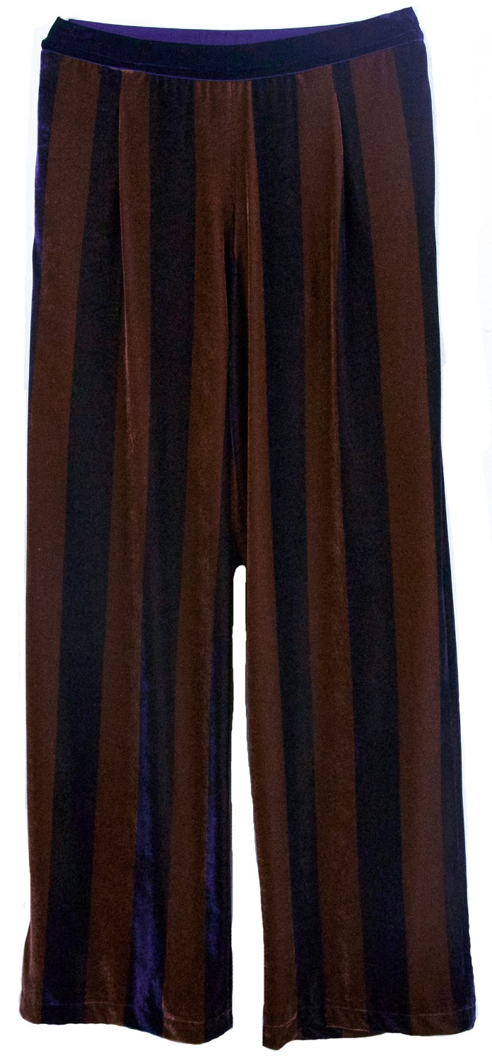 shop .  Pantaloni: Pantalone Soho de Luxe palazzo, in velluto, a righe marrone e blu elettrico, elastico in vita, morbidi, tasche laterali.

Composizione: 95% poliestere 5% spandex
 number 815