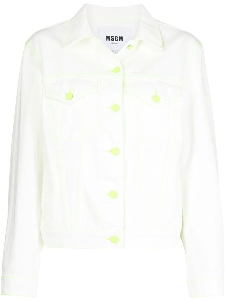 Shop MSGM  Giacche: Giacche MSGM, giacca di jeans, modello corto, chiusura frontale con bottoni, maniche lunghe con polsino, bianca con dettagli fluorescenti.

Composizione: 100% cotone.
