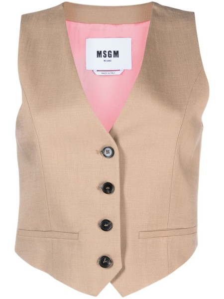 Shop MSGM  Vest: Vest MSGM, in canvas of viscose, fluid lining inside, buttons closure on front, under the blazer.

Composition: 100% viscose.
