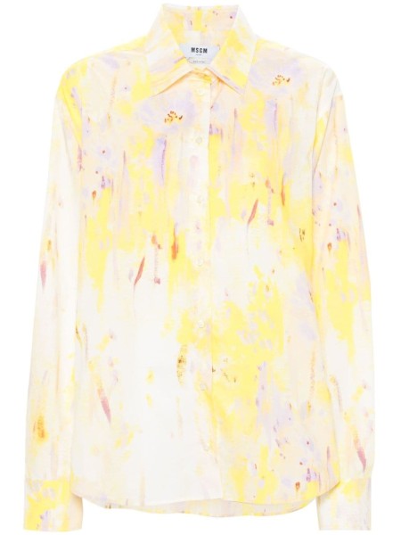 Shop MSGM  Shirts: Shirts MSGM, oversize shirt, white with multicolor flowers, buttons front closure, cuffs, long sleeves, classic collar,

Composition: 100% cotton.