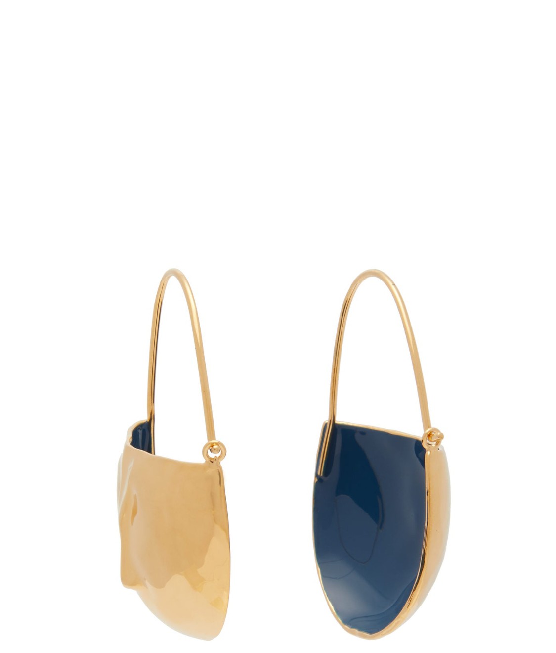 shop Marni  Bijoux: Bijoux Marni, orecchini a monachella a forma di faccia in ottone effetto martellato fuori dorato e smaltato in blu all'interno.

Composizione: 100% ottone. number 1508