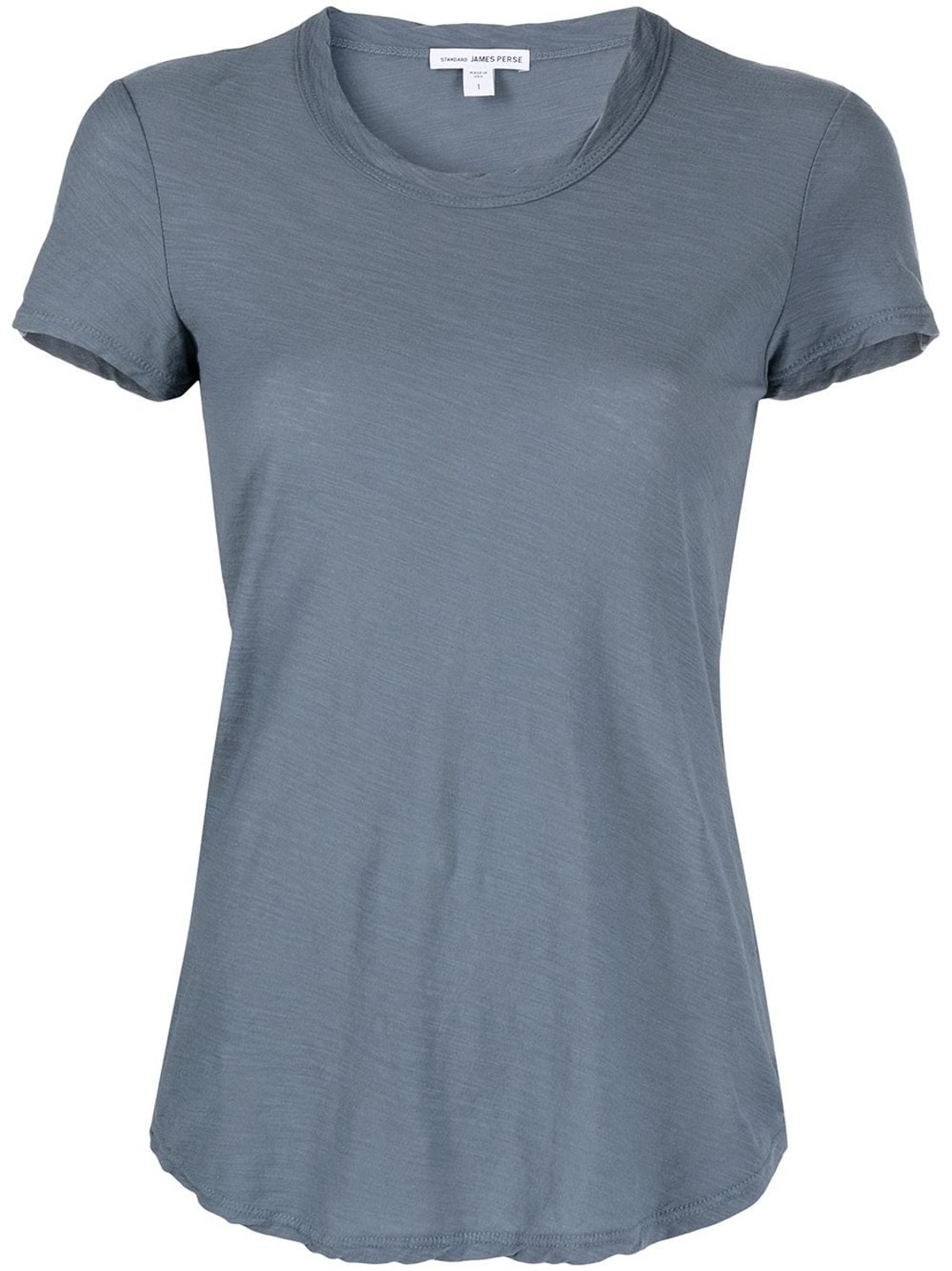 shop James Perse  T-shirts: T-shirts James Perse, girocollo, manica corta, stondata infondo, in cotone fiammato, color denim.

Composizione: 100% cotone. number 2056