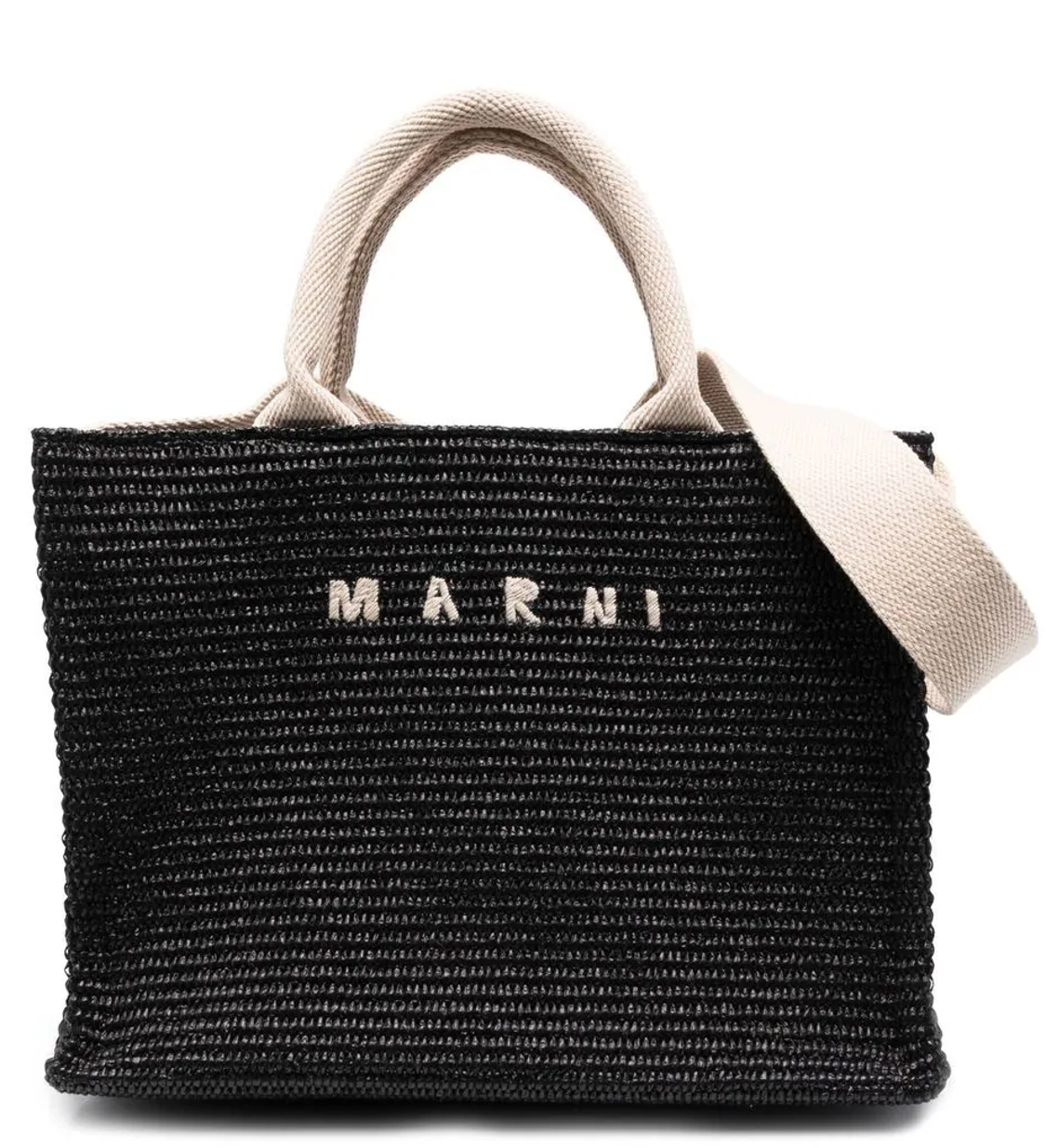 shop Marni  Borse: Borse Marni, tote bag, in rafia e pelle, con manici e tracolla regolabile, logo stampato sul davanti, tasca con zip interna. number 2697
