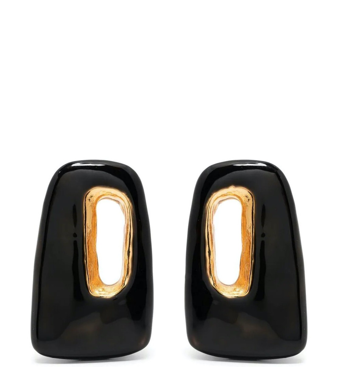 shop Marni  Bijoux: Bijoux Marni, orecchini, in metallo smaltato, chiusura posteriore con farfallina, in color nero e dettaglio dorato. number 2418