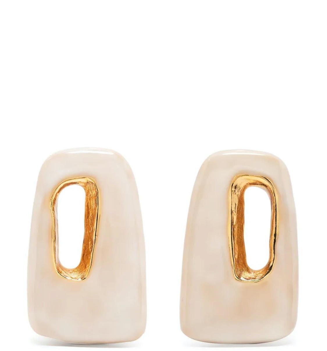 shop Marni Saldi Bijoux: Bijoux Marni, orecchini, in metallo smaltato, chiusura posteriore con farfallina, in color bianco e dettaglio dorato.
 number 2419