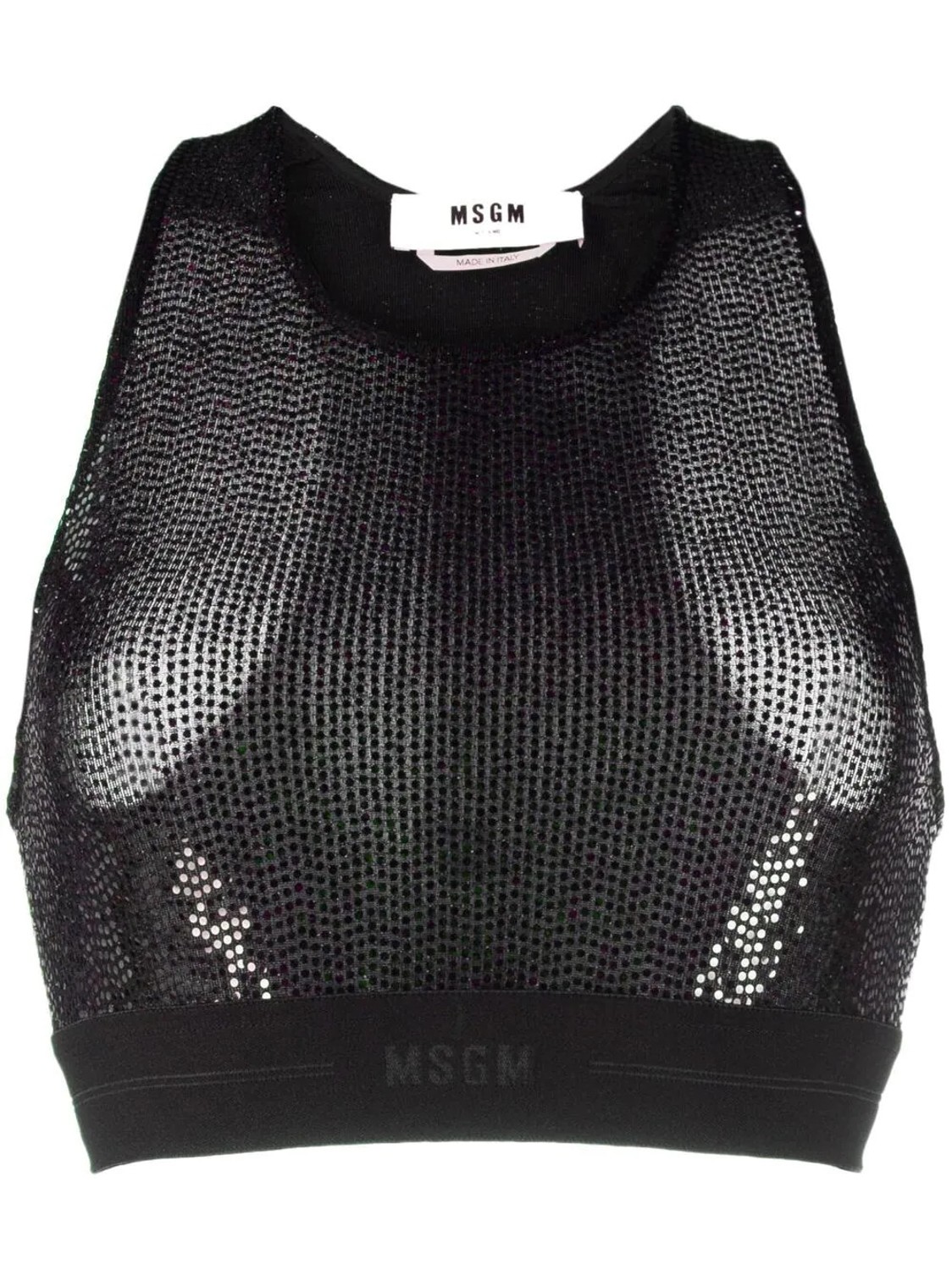 shop MSGM  Tops: Tops MSGM, top corto, sotto giacca, modello sportivo, in micro paillettes nere.

Composizione: 87% poliammide, 8% poliestere, 5% elastan. number 2457