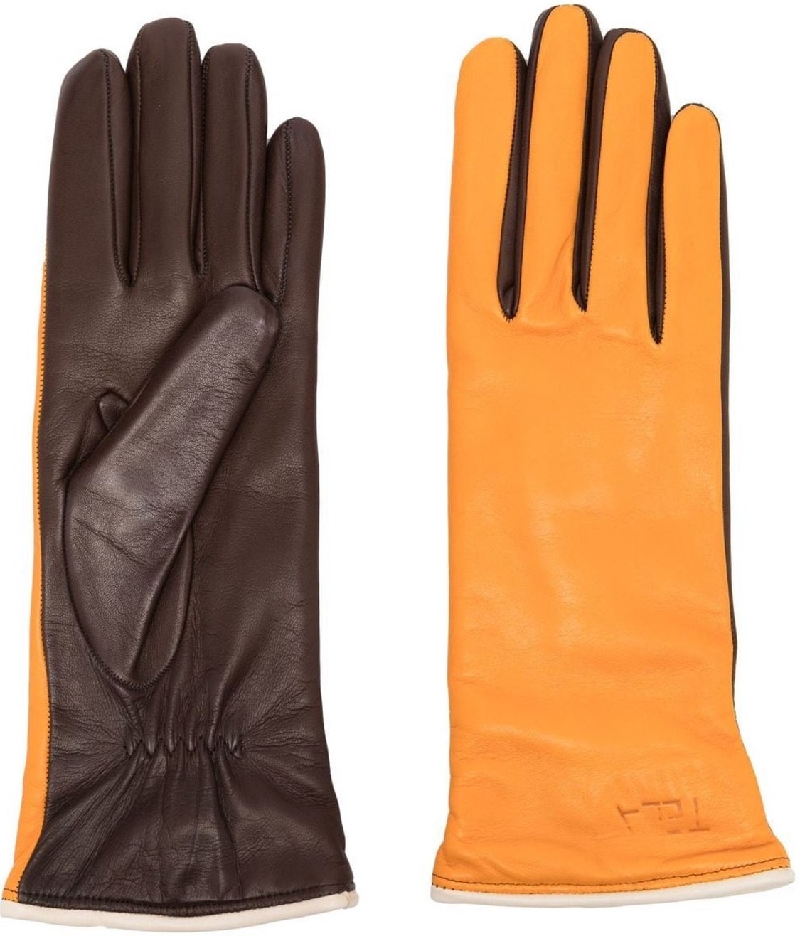 shop Tela  Accessori: Accessori Tela, guanti in pelle multicolore: arancione e marrone.

Composizione: 100% pelle. number 2476