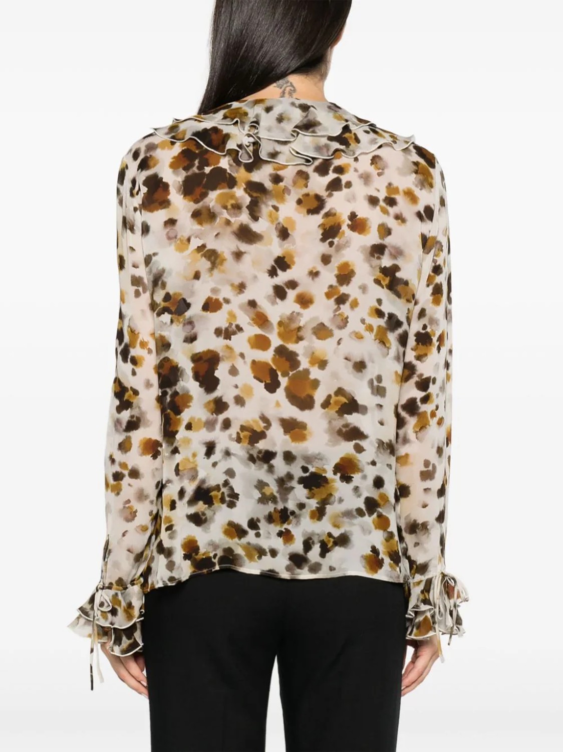 shop MSGM  Camicie: Camicie MSGM, blusa con rouches in georgette, stampa water leopard, manica lunga, scollo a V, fit regolare.

Composizione: 100% viscosa. number 2678