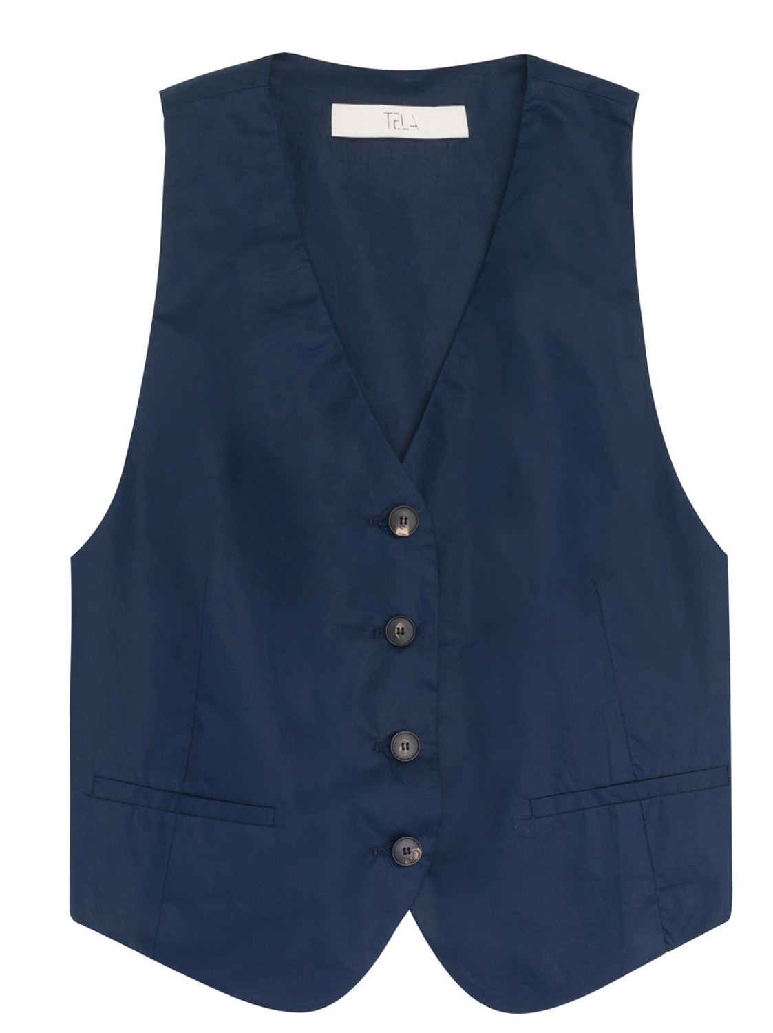 shop Tela  Vest: Vest Tela, Brunei model, gilet under blazer, front buttons closure, lateral pockets,

Composition: 100% cotton. number 2558