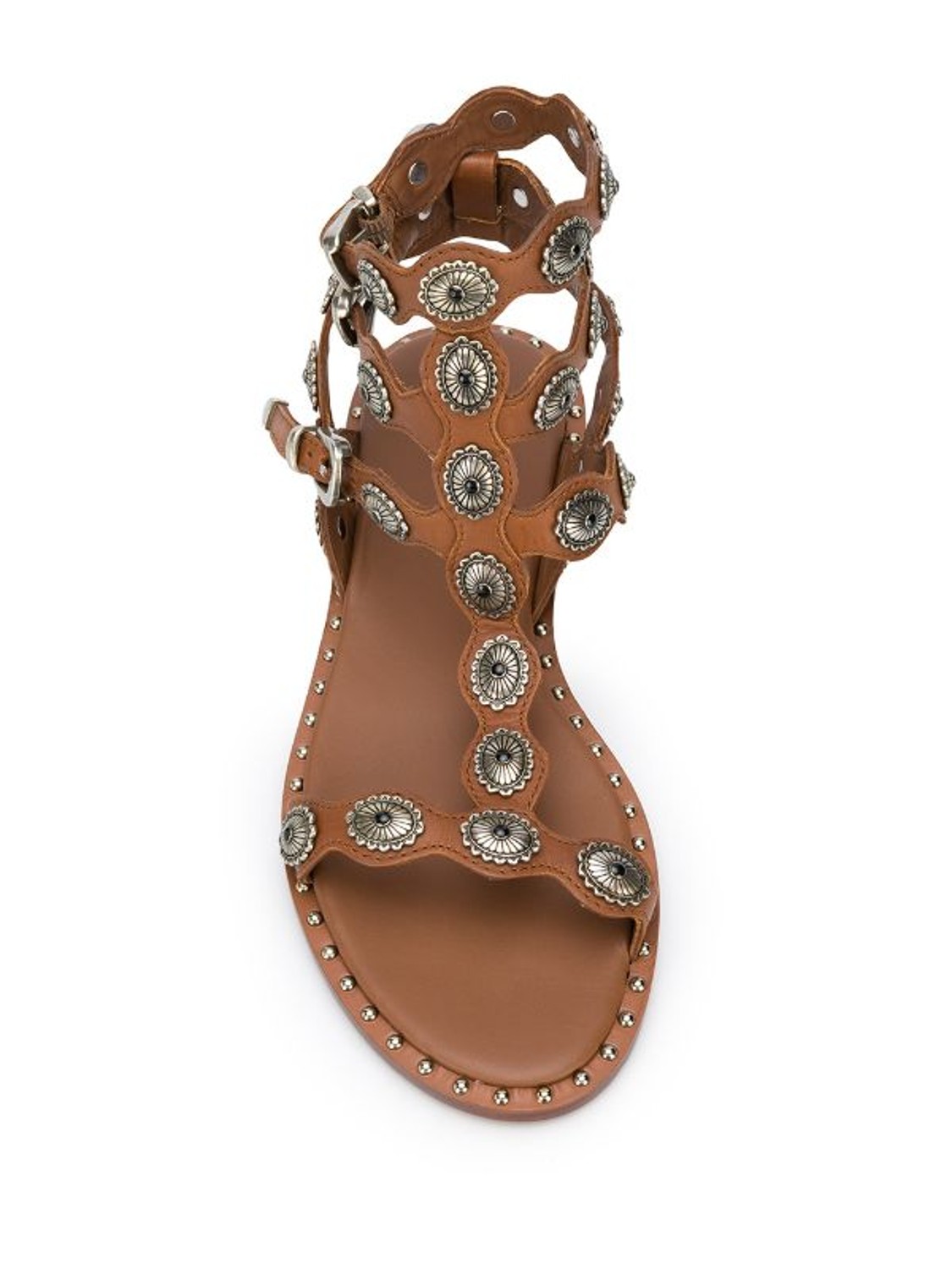 shop Ash Saldi Scarpe: Scarpe Ash, sandali con borchie in metallo, color cuoio, allacciatura alla caviglia, punta arrotondata.

Composizione: 100% pelle. number 1819
