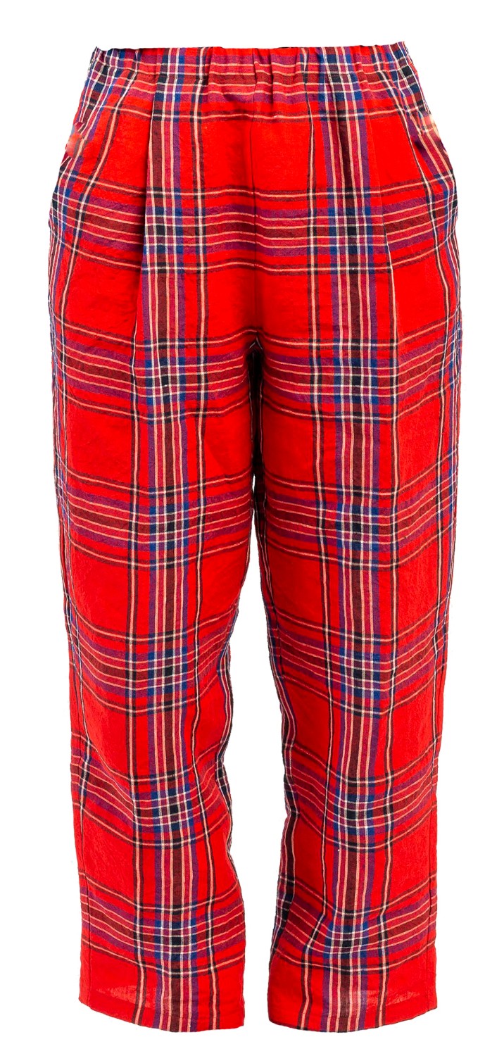 shop apuntob Saldi Pantaloni: Pantaloni apuntob, fit regolare, elastico in vita, tasche dietro, lunghezza alla caviglia, stampa righe su fondo rosso.

Composizione: 100% lino. number 2108