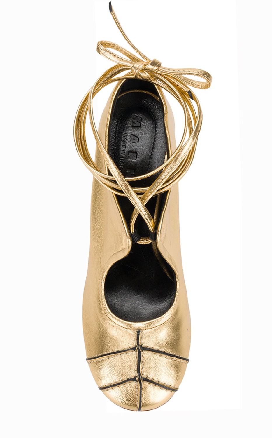 shop Marni Sales Scarpe: Tacco Marni, dorato, punta davanti tipo ballerina, allacciatura intorno alla caviglia, tacco nero a contrasto.

Composizione: 100% pelle.
Tacco: 10 cm. number 1173