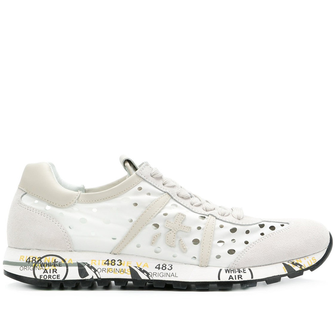shop Premiata White Sales Scarpe: Sneakers Premiata White, modello Lucy D, in nylon traforato e dettagli in pelle, color bianco.

Composizione: 80% nylon, 20% pelle.
Suola: 100% gomma. number 1199